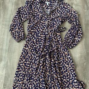 Nine West Blue and Tan Patterned Dress